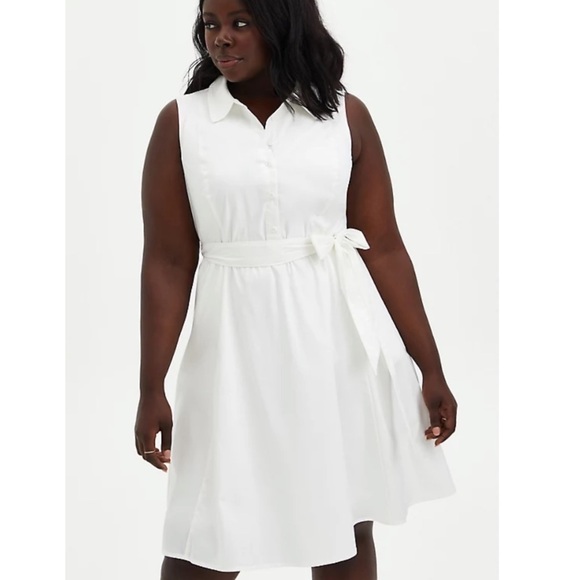 Torrid size 4 WHITE POPLIN COLLARED SHIRTDRESS - Picture 1 of 12